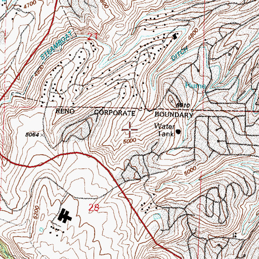 Topographic Map of Caughlin Ranch Elementary School, NV
