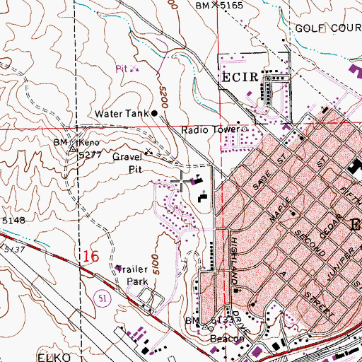 Topographic Map of Northside Kindergarten Center, NV