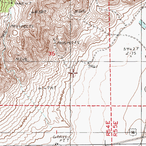 Topographic Map of Pinto Creek Station (historical), NV