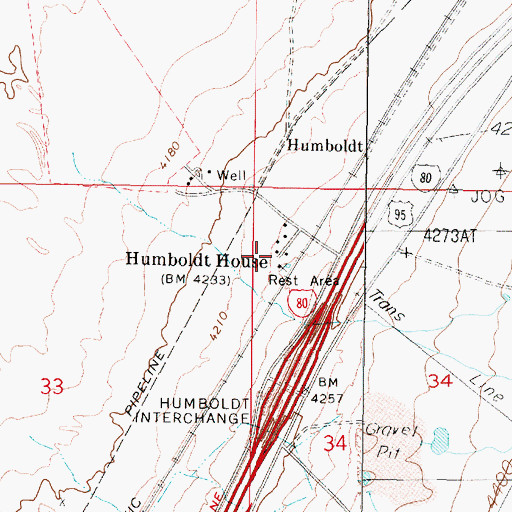 Topographic Map of Humboldt House, NV
