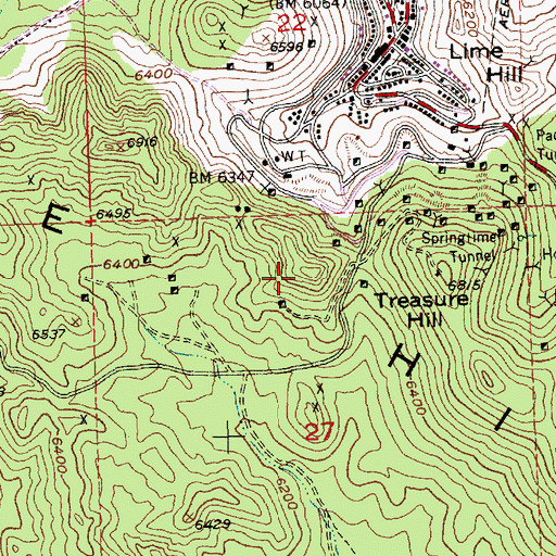 Topographic Map of Pioche Hills, NV