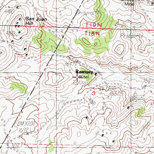 Topographic Map of Ramsey (historical), NV