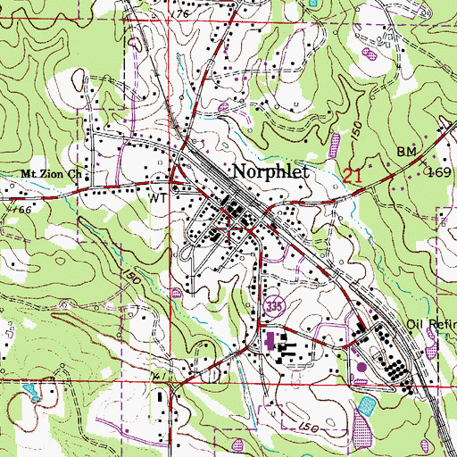 Topographic Map of Norphlet Post Office, AR