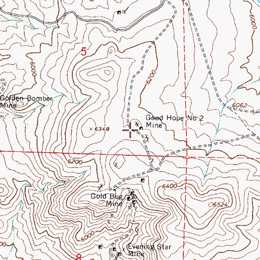 Topographic Map of Good Hope Number 2 Mine, NV