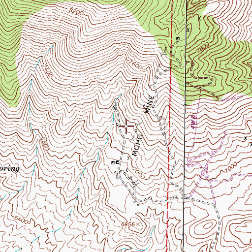 Topographic Map of Moho Mine, NV