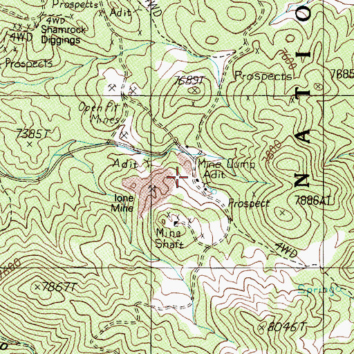 Topographic Map of Shamrock (historical), NV