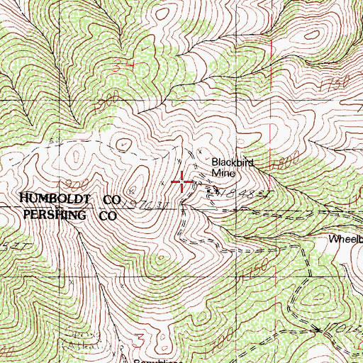 Topographic Map of Blackbird Mine, NV