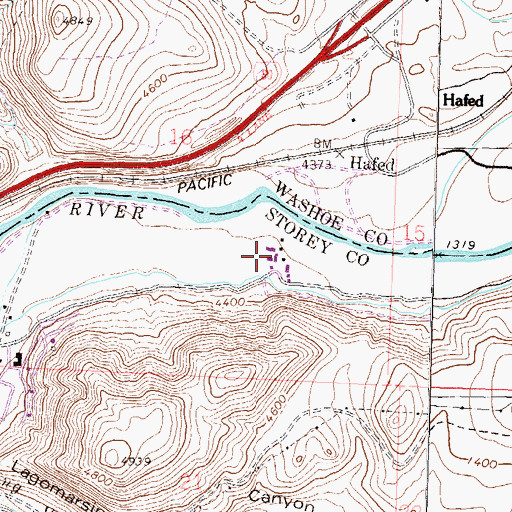 Topographic Map of Mustang Ranch, NV