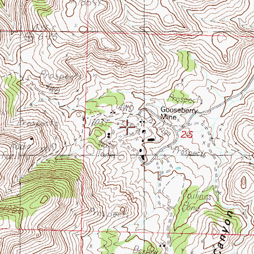 Topographic Map of Gooseberry Mill, NV
