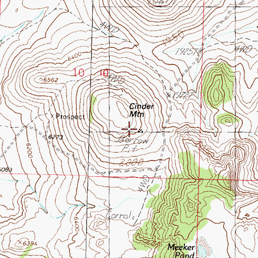 Topographic Map of Cinder Mountain Mine, NV