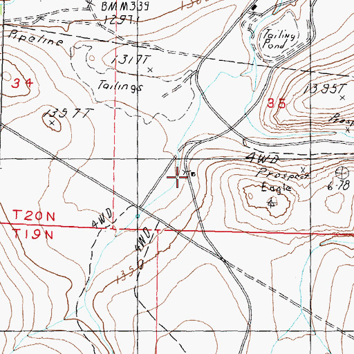 Topographic Map of Taylor Branch Prospect, NV