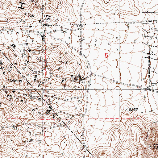 Topographic Map of Royston (historical), NV