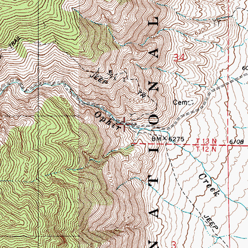 Topographic Map of Ophir Tungsten Mill, NV