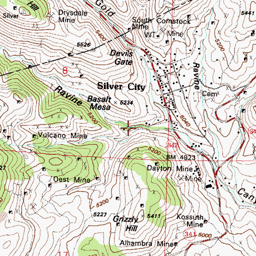Topographic Map of Cherokee Shaft, NV
