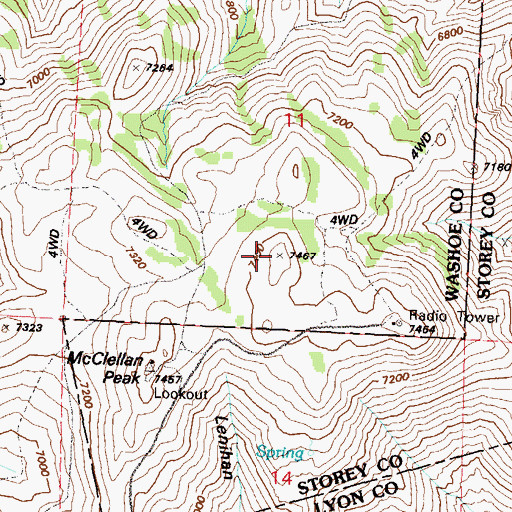 Topographic Map of Mount Scott, NV