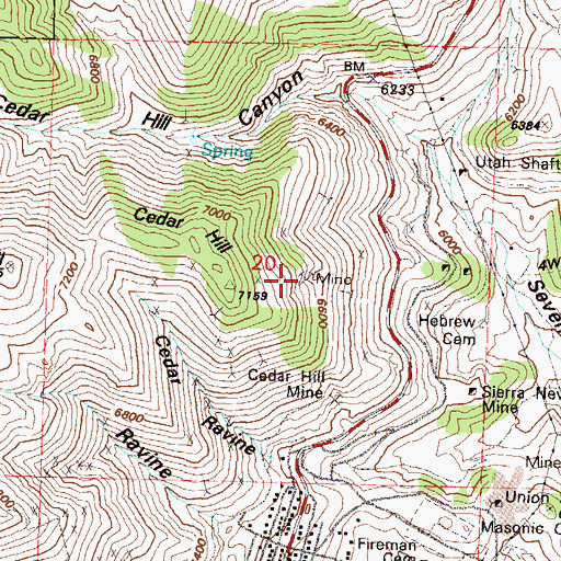 Topographic Map of Sacramento and Meredith Mine, NV