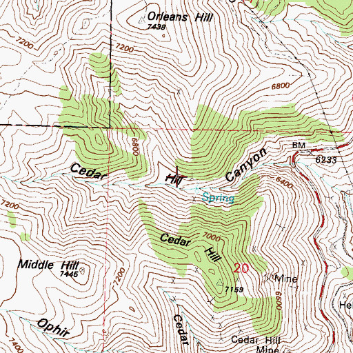 Topographic Map of Irving Mine, NV