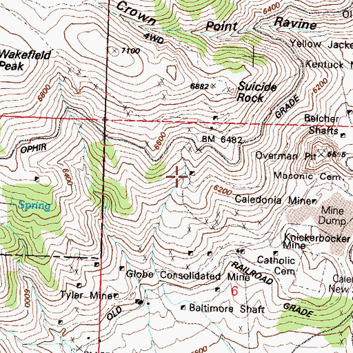 Topographic Map of Arizona Utah Mine, NV