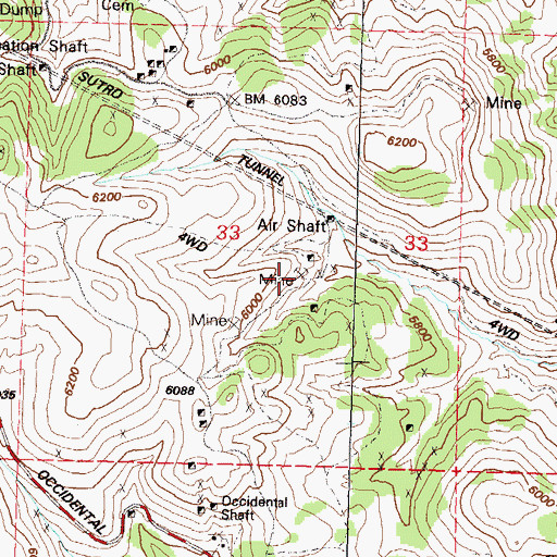 Topographic Map of Saint Johns Mine, NV
