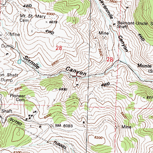 Topographic Map of Cosmopolitan Mine, NV