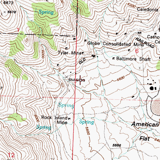 Topographic Map of American Flat Mine, NV