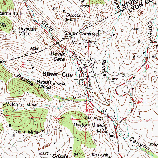 Topographic Map of Santiago Mine, NV