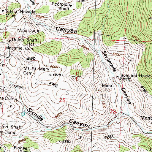 Topographic Map of Keyes Mine, NV