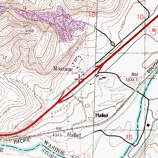 Topographic Map of Mustang Interchange, NV