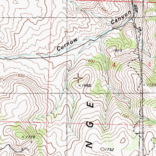 Topographic Map of Curnow Range, NV