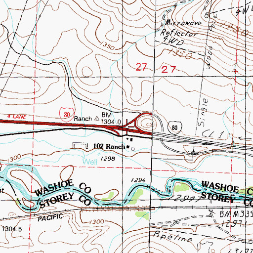 Topographic Map of Clark Interchange, NV