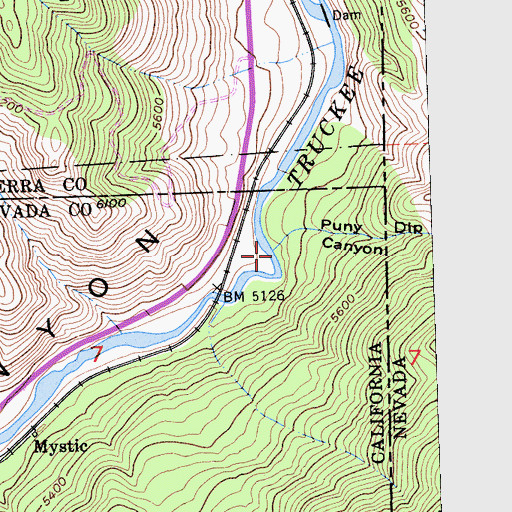 Topographic Map of Subterranean Creek, CA