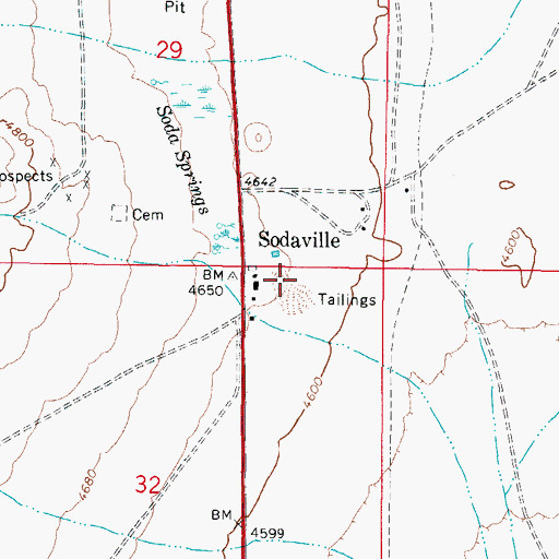 Topographic Map of Mount Diablo Reduction Works (historical), NV