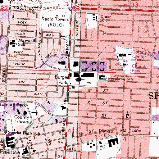 Topographic Map of Greenbrae Shopping Center, NV