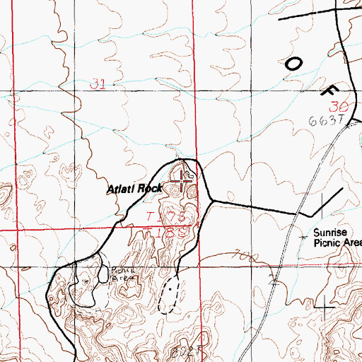 Topographic Map of Atlatl Rock, NV