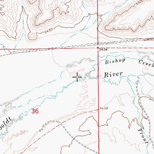 Topographic Map of Bishop Creek, NV