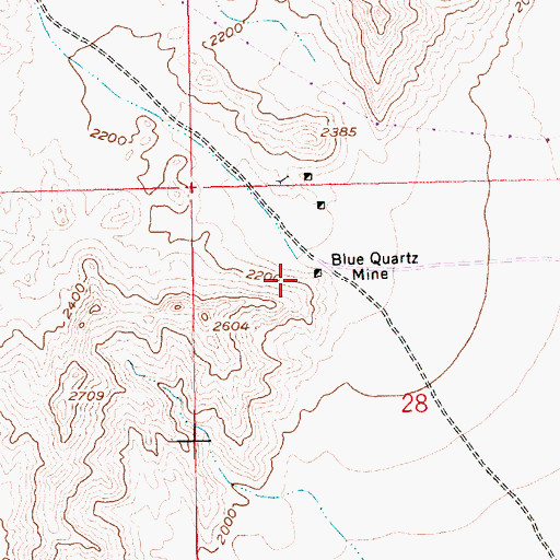 Topographic Map of Blue Quartz Mine, NV