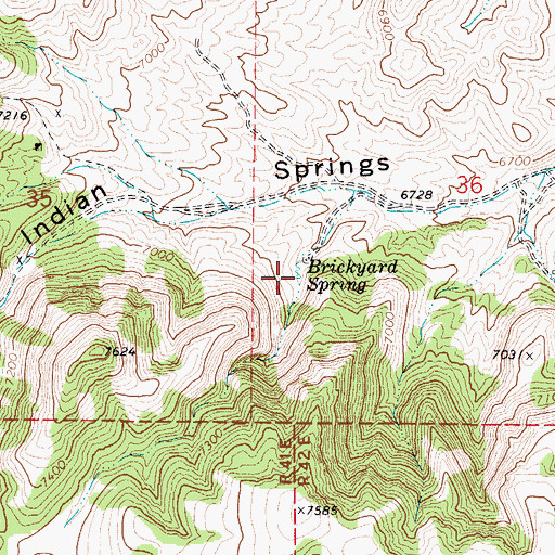 Topographic Map of Brickyard Spring, NV
