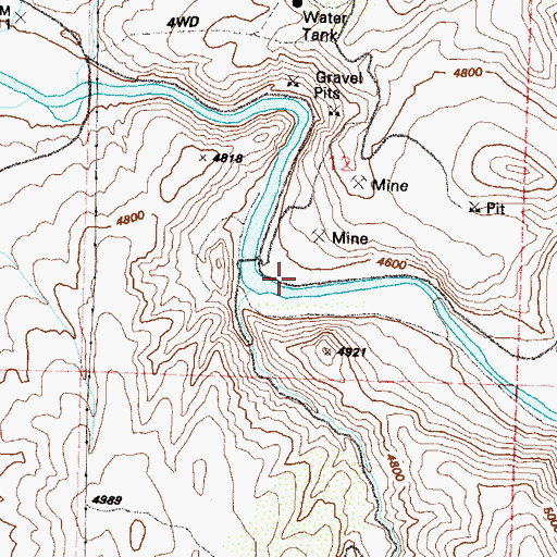 Topographic Map of Brunswick Mill, NV