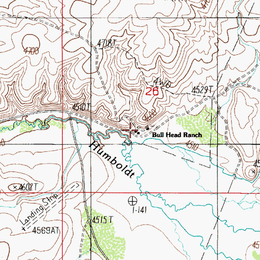 Topographic Map of Bullhead Ranch, NV