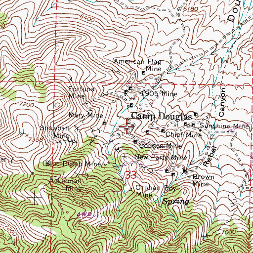Topographic Map of Camp Douglas, NV