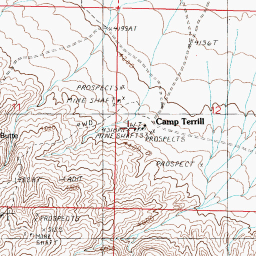 Topographic Map of Camp Terrill, NV