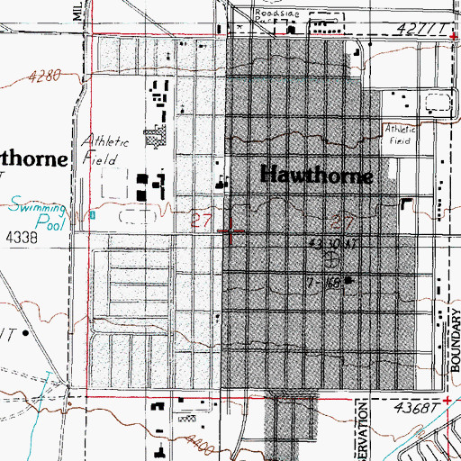 Topographic Map of Hawthorne, NV