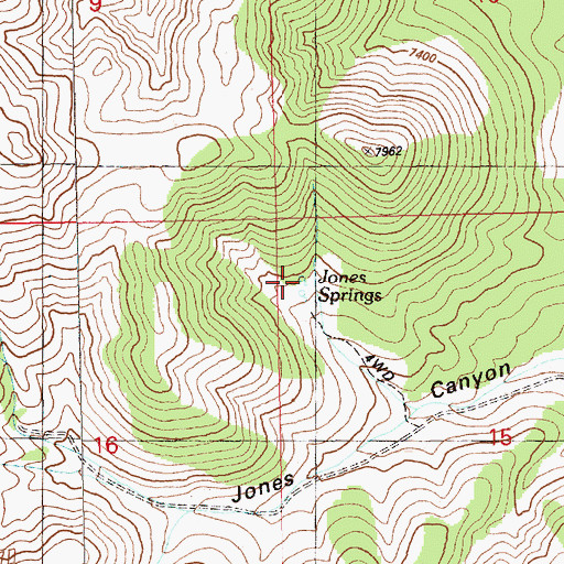 Topographic Map of Jones Springs, NV
