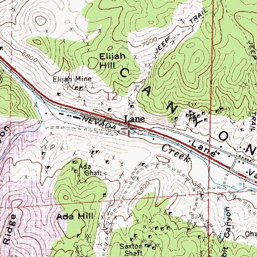Topographic Map of Lane, NV