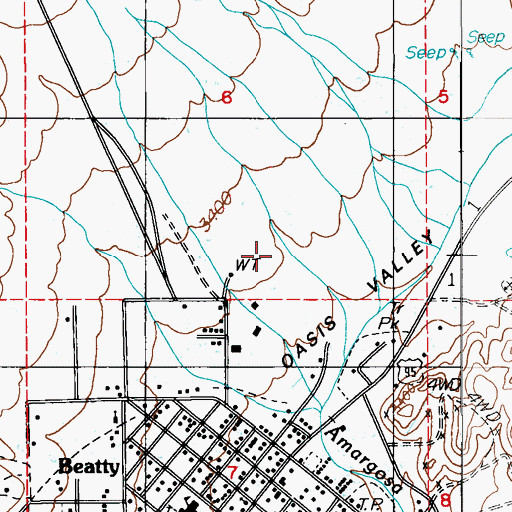 Topographic Map of Oasis Valley, NV