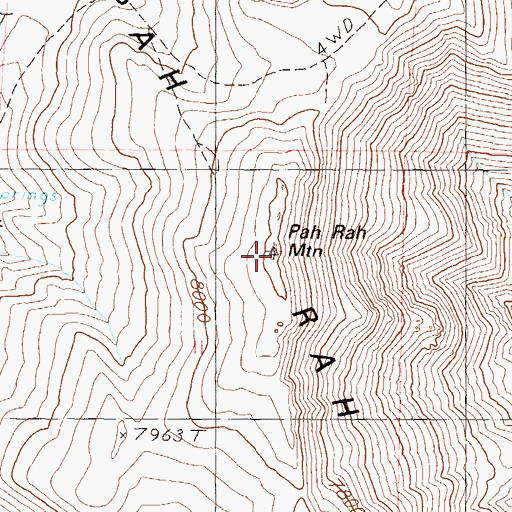 Topographic Map of Pah Rah Mountain, NV