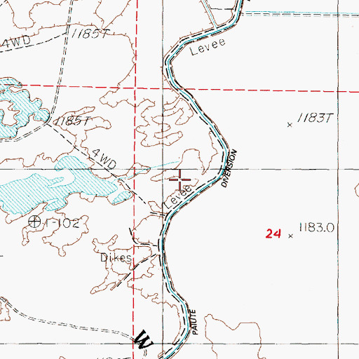 Topographic Map of Paiute Diversion Drain, NV