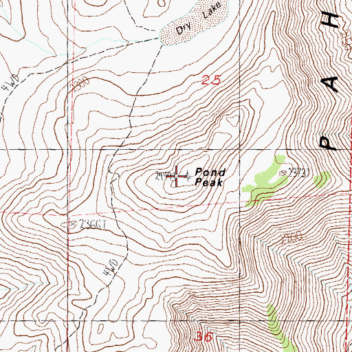 Topographic Map of Pond Peak, NV