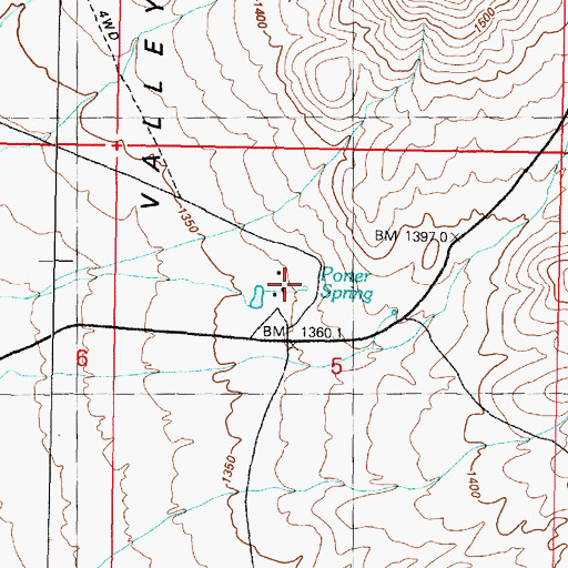 Topographic Map of Porter Spring, NV