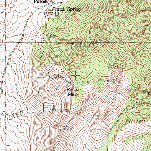 Topographic Map of Potosi Mine, NV